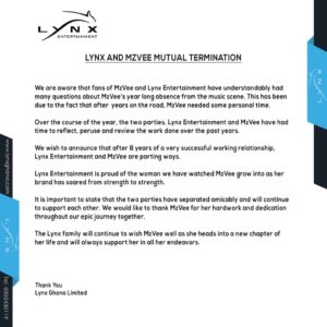 Mzvee & Lynx Entertainment Officially Part Ways